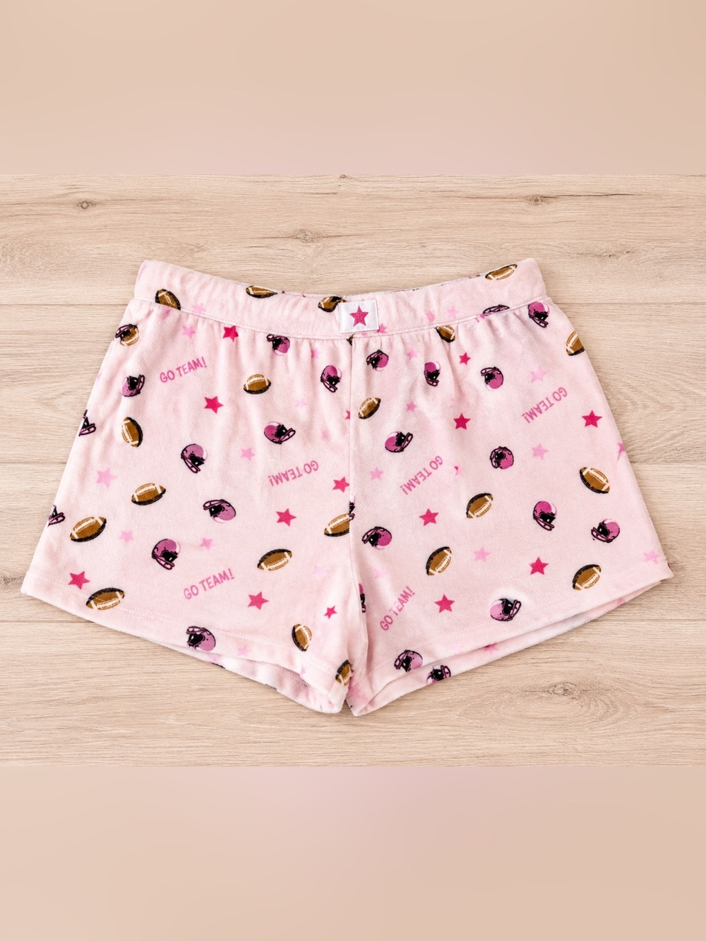 Women’s Football Pajama Shorts XL Pink Fleece Lounge Sleep Shorts